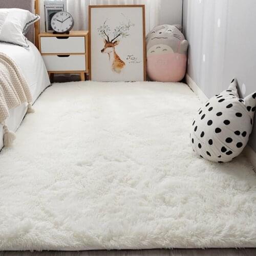 Nordic ins bedroom small carpet white plush bedside rug living room thick mats suitable for home decoration boy crawling carpet