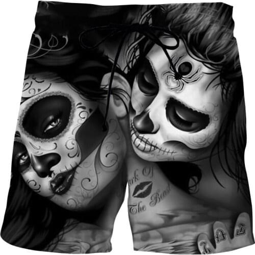 2021 Skull Mask 3d Print personality out wear Shorts Summer Men swimwear Breathable shorts Beach Pants all-match swimming trunks