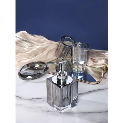Crystal Glass Bathroom Accessories Set Soap Dispenser & Dish With 304 SUS Pressing Head Gargle Cup Wedding Gift Birthady Present