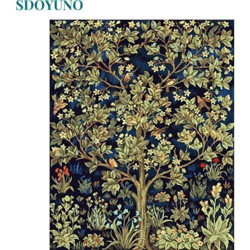 SDOYUNO 60X75cm Paint by numbers On Canvas Happiness tree DIY Home Decor Frameless Digital Painting Oil Painting By Numbers