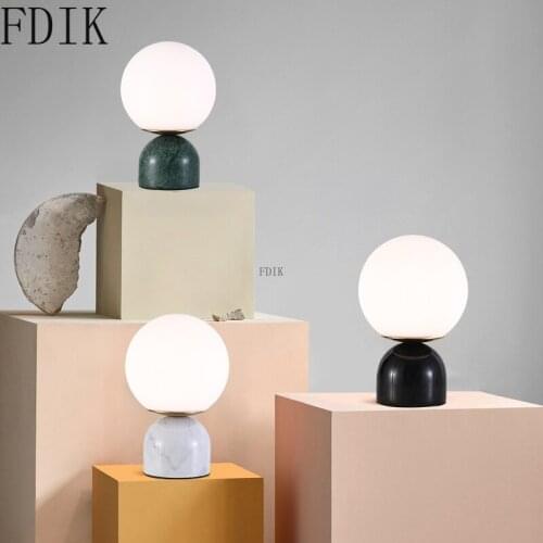 Nordic Marble Led Table Light Modern Desktop Standing Lamp for Bedroom Coffee Table Loft Night Lights Decoration Desk Luminaire
