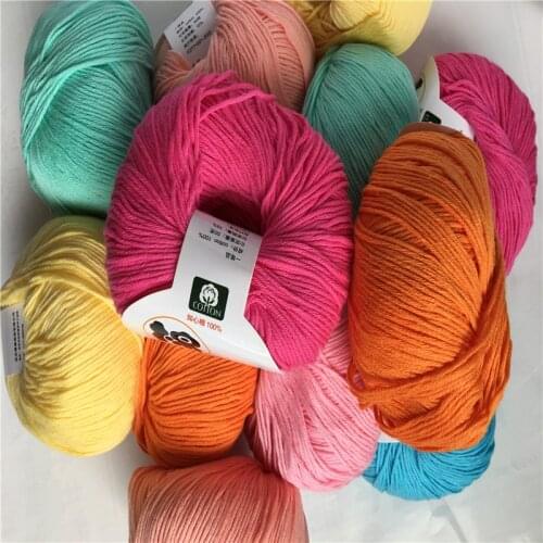 Wholesale Recycle 100% Cotton Yarn Baby Cotton Yarn Anti-pilling for Knitting Soft Combed Thread Crochet Yarn 50g/Pc