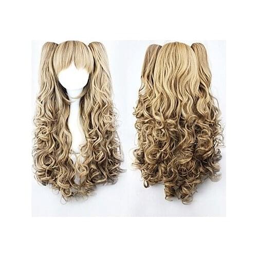 Lolita Curly Wig Inspired by Brown Gradient Cute Double Ponytail 70cm Princess