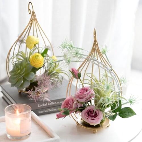 Simple Metal Iron Craft Decorations Creative Bird Cage Floral Artificial Flower Artificial Flower Indoor Home Soft Decorations