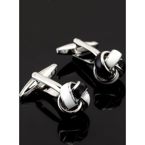 Luxury shirt black white twist cufflink for mens Brand cuff buttons knot cuff links High Quality abotoaduras Jewelry