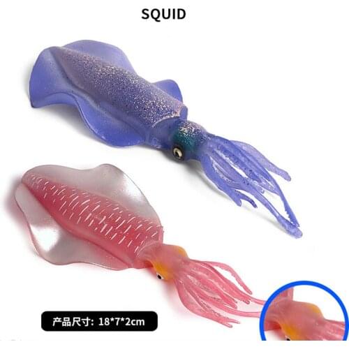 Squid Inkfish Sleeve-fish Ocean Fish Figure Animal Model Collector Kid Gift Toy Sea Life Animals Model Miniature Toy Kids Gift