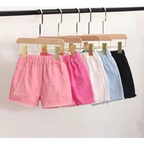 Toddler shorts Girls denim shorts in the summer big children thin section wild little girl fashion wear childrens hole hot pant