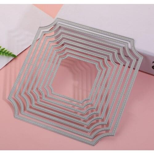 Cutting Nesting Dies 8PCs/Set Frame Metal Cut Die Mold Scrapbooking DIY Paper Craft Album Decor Die Mould Stencil Clear Stamps