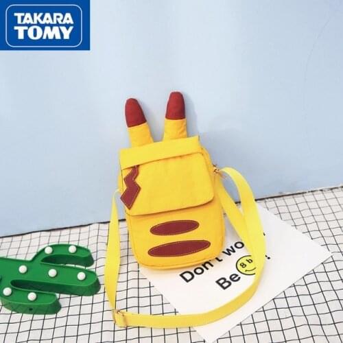 TAKARA TOMY Pokemon Pikachu Canvas Mobile Phone Bag Multi-purpose Mini Bag Bag Female Bag Coin Purse Pikachu
