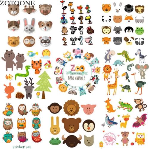 Cartoon Lovely animals Thermography Patch Iron on Transfer Applications for Kids Clothes DIY Heat Transfer Vinyl Stickers D