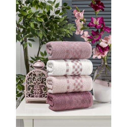 Patterned Powder Series 4Lü Towel Set 50x85Cm Suction Power Is Easy To Clean Dry Quickly Quality Product Turkish Hand Sauna Accessories Sets Face Designer Luxury For Adults Spa