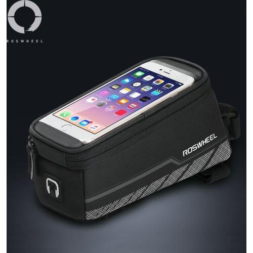 Roswheel 12496-A6 Touchscreen Cycling Bicycle Front Frame Top Tube 5.7" Cell Mobile Phone Bike Bag Holder Pouch Case Pannier