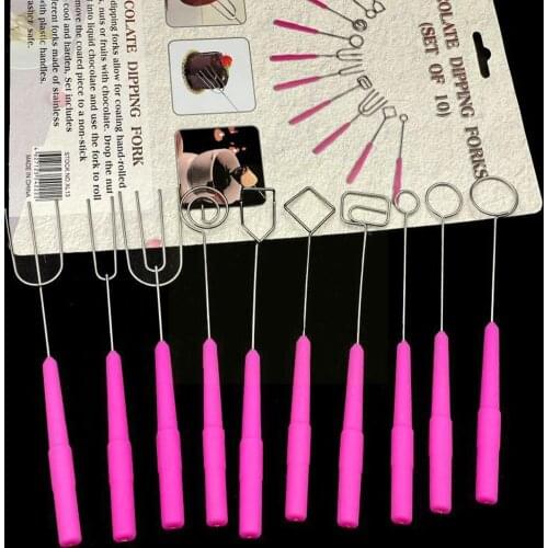 10Pcs Chocolate Dipping Fork Cake Fondue Fountain Decorating 1 Drop Shipping Party Supplies DIY Tool Set New S3U2