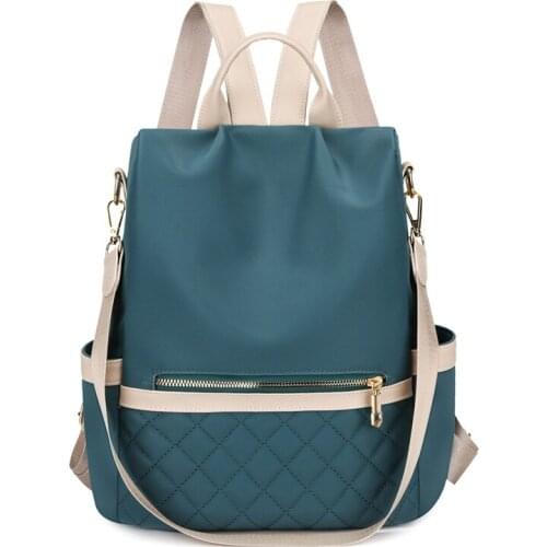 Waterproof Oxford Women Backpack Diamond Pattern Backpack for Girls School Bags Travel Bags Daypack Multifunction Shoulder Bag