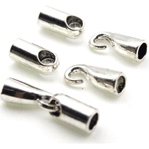 20set/lot Antique Silver Bracelet End Clasps Hooks Findings fit 4mm Round Leather Bracelet Clasps Connectors DIY Jewelry Making