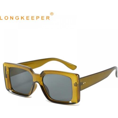 LongKeeper Square Sunglasses Women 2021 Brand Designer Retro Rectangle Sun Glasses Vintage Gradient Female Oculos Feminino UV400