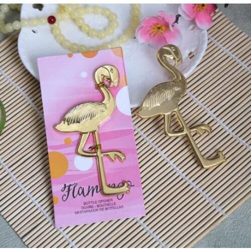 100pcs/Lot+"Fancy and Feathered" Flamingo Bottle Openers Gold Bottle Opener Bridal Shower Favors