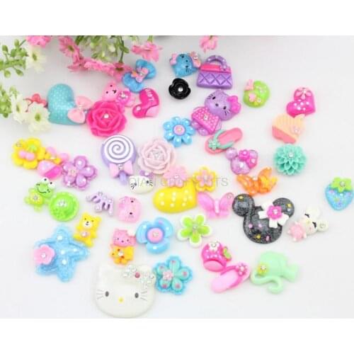 200pcs kawaii Resin rhinestone animal,sweets,Flower,Miniature,Glitter,Deco cabochon Flatbacks for cell phone decor