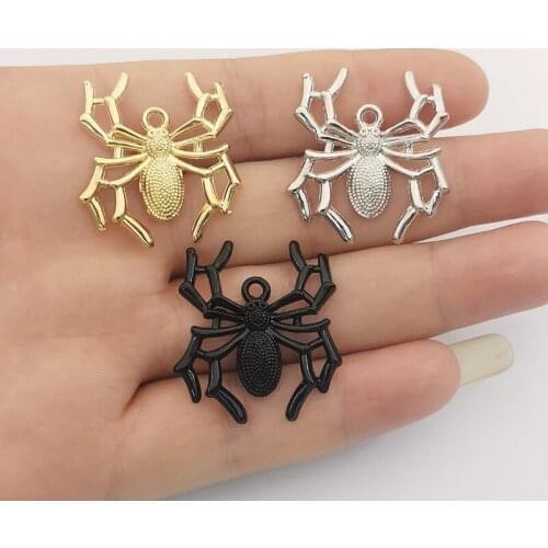 4pcs 34x31mm Charms Spider Halloween Antique Making Pendant Vintage Tibetan Silver Color DIY Handmade Jewelry Designer charms