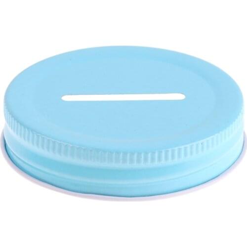 8pcs 70mm Polished Mason Jars Lids Stainless Steel Piggy Bank Caps Coin Slot Bank Lid Canning Jar Inserts Wide Mouth Lids