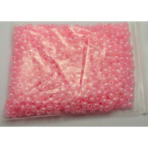 800 Ceylon Pink Glass Seed Beads Rondelle 4mm (6/0)