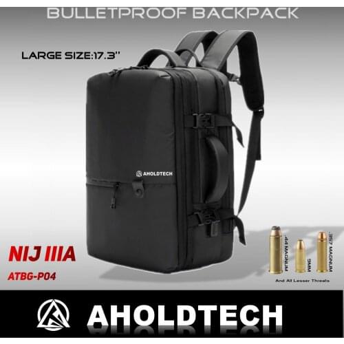 Aholdtech BG-P04L Large Size 17.3'' NIJ IIIA 3A .44 Mag Safety Body Protection Bulletproof Ballistic Backpack