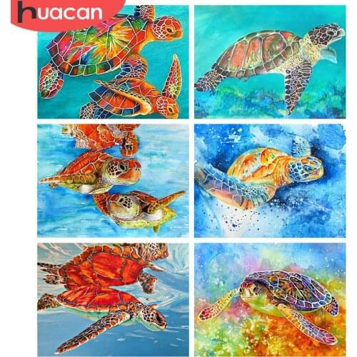 HUACAN 5D DIY Diamond Painting Tortoise Full Square/Round Diamond Embroidery Animal Mosaic Sea Handicraft Home Decor