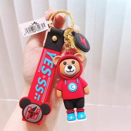 Anime Cartoon Lightning Monkey Keychain Creative Epoxy Personality Auto Accessories Keyring Mens Womens Bags Pendant Gifts New