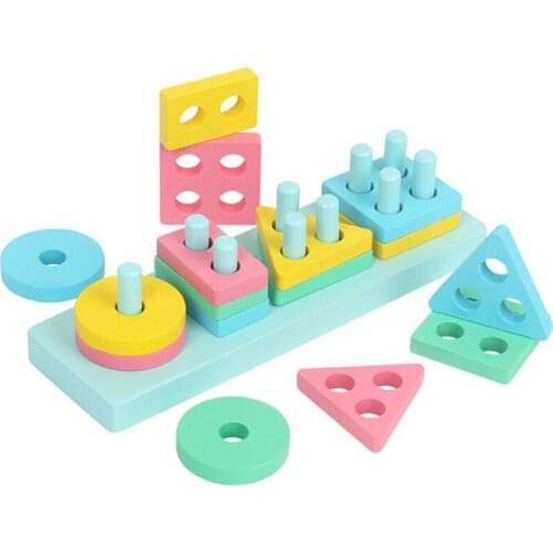 Wooden Shape Sorter Matching Toys Baby Color Cognition Puzzle Jigsaw Wooden Toys Stacked high blocks Intelligence puzzle toys
