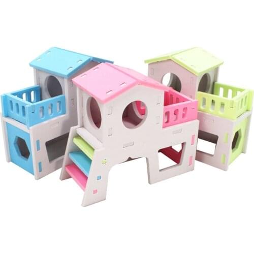 Hamster Hideout House Double Layer Funny Hamster Cage Nest Pet Castle Climb Toys Small Pet House for Bear Guinea Pig Rat