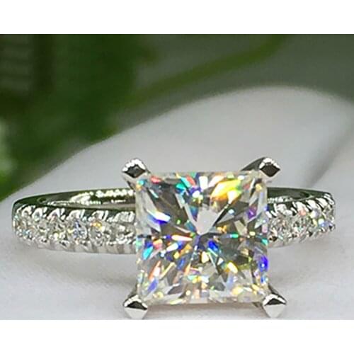 10K Au417 White Gold Women Wedding Party Engagement Ring 1 2 3 4 5 Carat Square Princess Moissanite Diamond Ring Trendy Classic