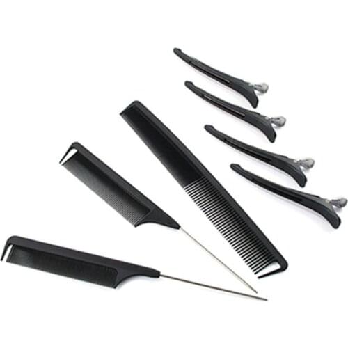 3pcs Teasing Comb Steel Pin Rat Tail 4pcs Metal Alligator Hair Clips Styling Combs Pintail Hairdressing Tools for Salon Home New