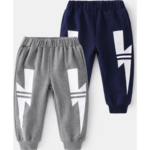 Fashion Boys Sweat Pant Casual Soft Cotton Elastic Waist Flash Kids Trousers Fall Summer Childrens Clothing
