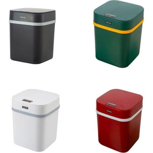 8L Smart Sensor Easy Kick Flip Trash Can Household Large Capacity Square Trash Can Kitchen Living Room Toilet Garbage Can