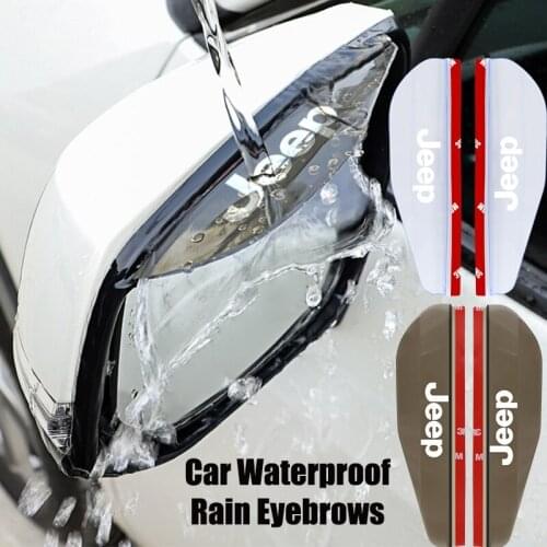 2Pcs Car Waterproof Rain Cover Eyebrow Rear View Mirror Rain Shield Protector For Jeep Renegade Compass Wrangler Grand Cherokee