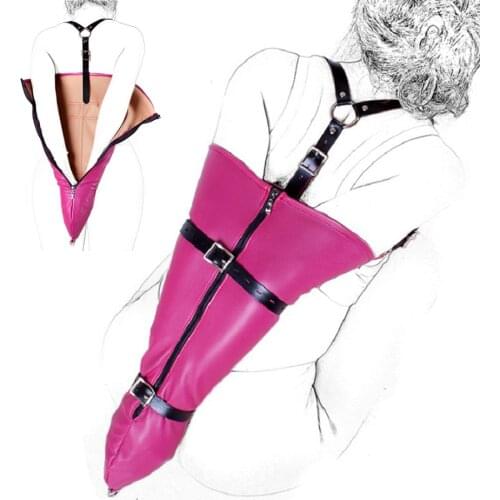 CamaTech Over Shoulder Armbinder Single Glove One Arm Binder Harness Sleeve Straight Jacket Cuffs with Straps Bondage Restraints