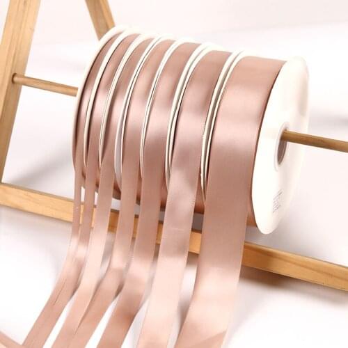 Nude Pink Polyester Ribbons 100Yards/91Meters/Roll Wedding Silk Ribbon Christmas Cake Gift Box Wrap Handmade DIY Material Flower