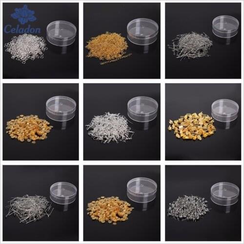 Wholesale 100-500pcs 6.5*2.3cm-Box Rhodium Color Chains Pins Needles Spacers Clasps Hooks for DIY Jewelry Findings