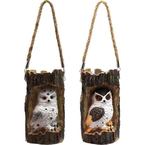 Resin Owl Light Outdoors LED Solar Lamp Waterproof Solar Night Light Lantern Hanging For Garden Home Yard Decoration