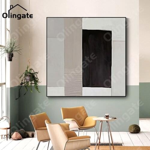 Gallery Home Interior Decor Retro Abstract Black Beige Stripe Canvas Painting Wall Art Prints Posters Picture for Living Room