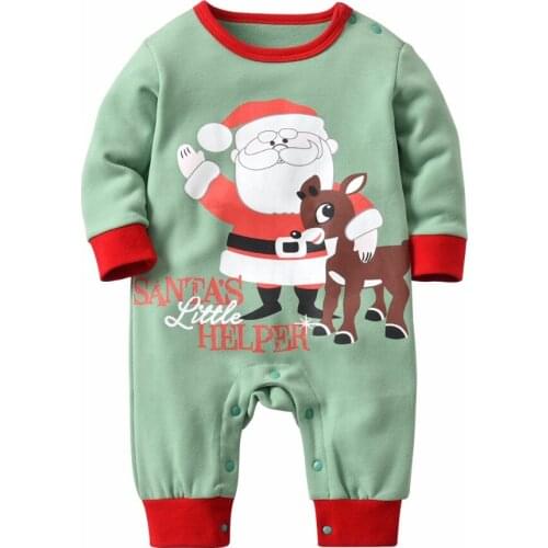 Christmas Santa Claus Girls Costume Jumpsuit Autumn Winter Kids Climbing Romper thickening Jumpsuit hat baby Boy onesies pajamas