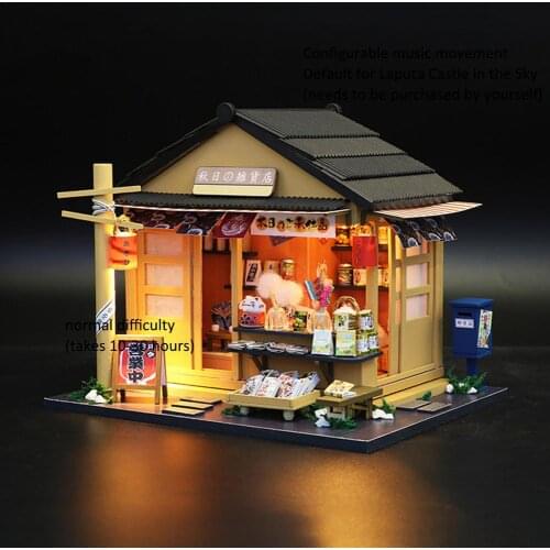 DIY Assembled Cabin Wooden Beautiful Japanese Style Grocery Store Model Doll House Accessories For Children Girls Christmas Gift