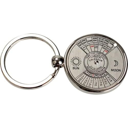 Mini Special Perpetual Calendar Keychain Ring 50 Years Unique Metal Keyring SEC88