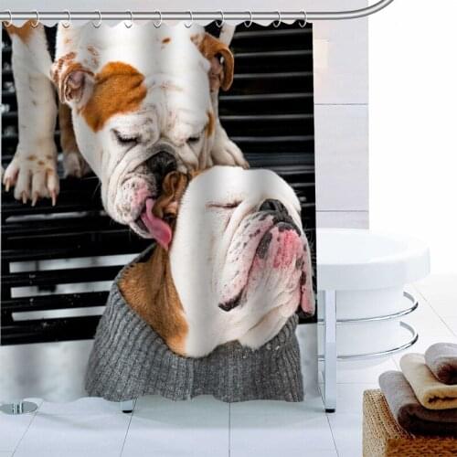 Bulldog Dog Shower Curtain Polyester Fabric Print Bath Curtains For Bathroom Waterproof Bath Curtain Hook Modern Eco-Friendly