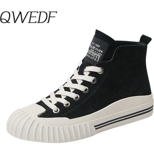 QWEDF 2019 Shoes Woman Flat Ankle Snow Motorcycle Boots Female Suede Leather Lace-Up Rubber Women Botas Mujer Z3-62
