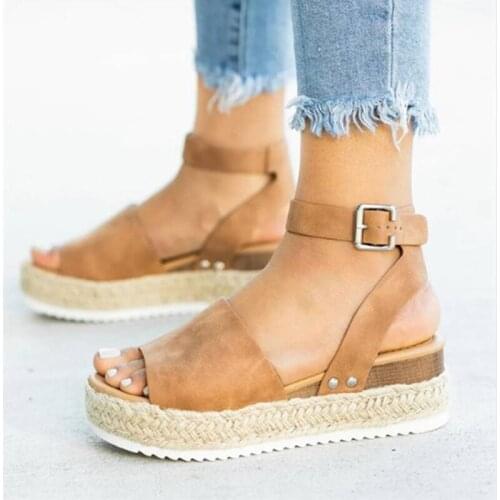 2020 Gladiator Open Toes Wedges Shoes For Women High Heels Sandals Summer Shoes Flop Chaussures Femme Platform Sandals Size 43