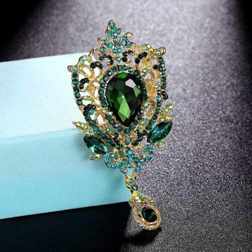 Zlxgirl Luxury Brand colorful crown shape bridal brooches jewelry for Women Girl Crystal Scarf Suit Sweater Pin hijab accessory