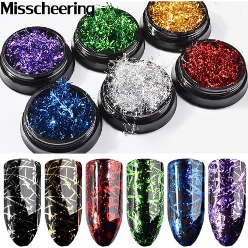 1 Box Aluminum Foil Flakes Magic Mirror Powder Glitter Sequins For Nails Chrome Strip Slice DIY Manicure Nail Art Decorations