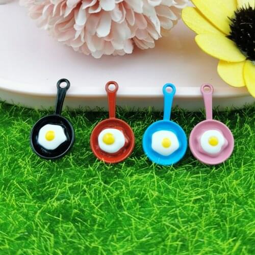 10pcs Korea Cute Macarons Fried Egg Pan Saucepan Alloy Charms for Jewelry Making Pendant Diy Handmade Earring Accessories