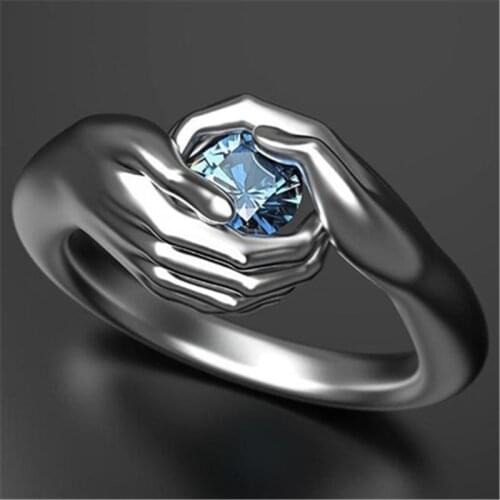 2021 New Fashion Creative Love Hug Cubic Zirconia Silver Color Ring Fashion Lady Ring Jewelry Gifts for Lovers Rings